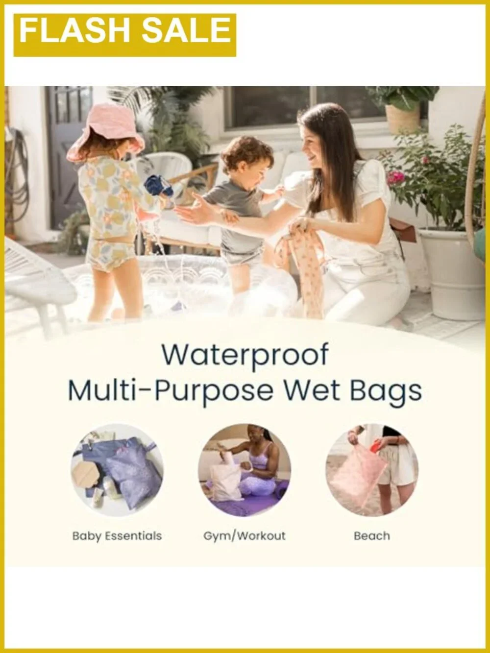2-Pack Reusable Waterproof Wet Bags for Swimsuits & Baby Clothes